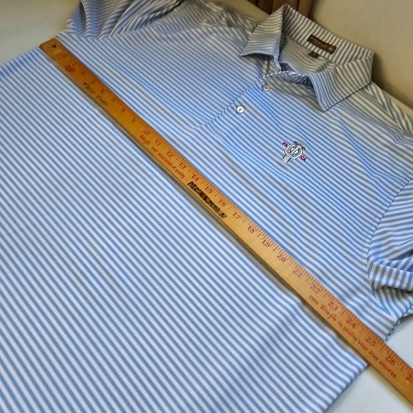 Peter Millar Polo Shirt Men XL Blue Striped Summer Comfort Golf Short Sleeve - Picture 10 of 12